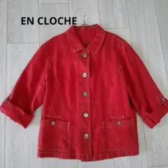 EN CLOCHE 　夏　リネンジャケット　7分袖　赤