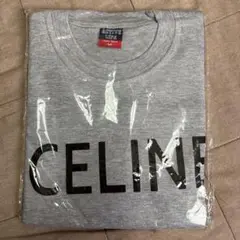 CELINE グレー ロゴプリント Tシャツ M