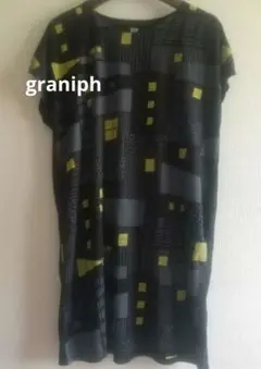 graniph 幾何学模様 半袖ワンピース freesize