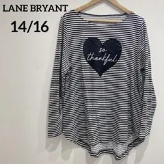 LANE BRYANT レーンブライアント ストライプ 長袖 チュニック ロンT