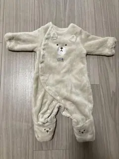 クマデザインロンパース ベージュ