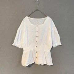 RETRO GIRL レトロガール ブラウス 【M】ホワイト 綿 コットン
