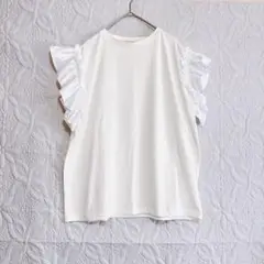 フリル袖 ホワイト Tシャツ