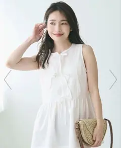 coca ノースリーブリボンブラウス