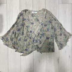 ココディール 薄手 カーディガン 花柄×ドット レース