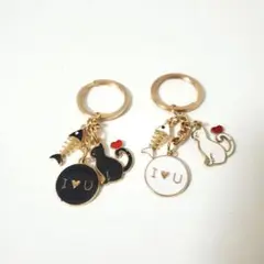 猫 カップル キーチェーン