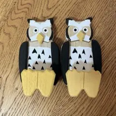 フクロウ　ウッド　おすわりドール　インテリア　木製