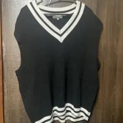 SUGGESTION ビッグシルエット チルデンニットセーターベスト