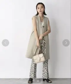 JEANASIS ロングベスト ジレ ベージュ 羽織り ドライオックス素材 美品