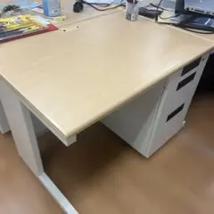 オフィスデスク ベージュ 3引き出し付き