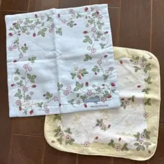 未使用　ウェッジウッド　タオルハンカチ2枚　ワイルドストロベリーWEDGWOOD