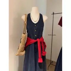 スリムデニムオーバーオール☆ホルターネック✭女子会普段使いに♡