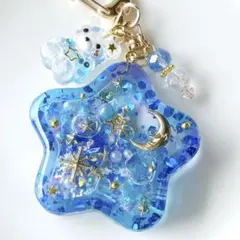 しろくまちゃんと夜空の星シェイカーキーホルダー　星空　宇宙　オイルあり