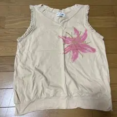 ScoLar レディース タンクトップ M ベージュ ピンク花柄