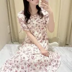 evelyn オリジナル花柄ロングOP ワンピース ピンク エブリン