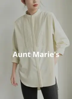 AUNT MARIE'S ショルダータック バンドカラー 長袖シャツ F