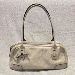 【美品】GUCCI グッチ プリンシー GG柄 シマレザー トートバッグ 白