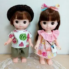 ソラン、メルちゃん、あおくん、サイズ服、夏の仲良しセット、麦わら帽子風