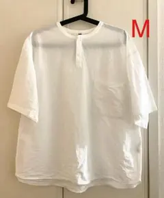 無印良品 MUJI 強撚さらっとポプリンプルオーバー半袖シャツ　紳士 Ｍ　オフ白