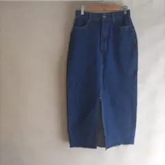 しまむら デニムロングスカート スリット入り size:S 58-64cm
