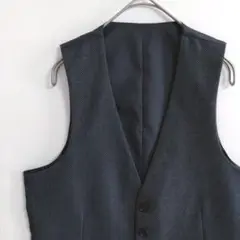 99　スーツベスト　M　灰　織り柄　ジレベスト