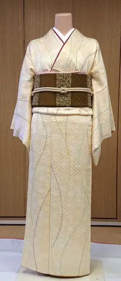 人気♪高級 お洒落!!絞り 【正絹 小紋】 着物 入子菱形文様 イエロー