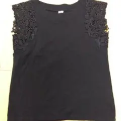 黒のレース袖Tシャツ　 Lサイズ