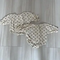 アイボリー ハート模様ロンパース 2着セット