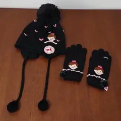 ミキハウス リーナちゃん ニット帽 冬 毛糸 手袋 セット Mサイズ 幼児