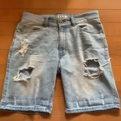 メンズ　ダメージ　デニム ハーフパンツ 半ズボン 春 夏 秋 おしゃれ