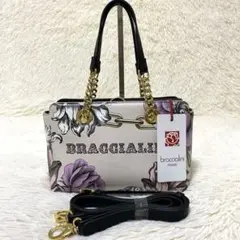 braccialini 花柄 ハンドバッグ2WAY チェーンハンドルゴールド金具