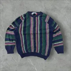 00s〜 lifestyle コットン3Dニット 立体編み込み サイズM〜L相当