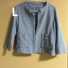 ノーカラージャケット ライトブルー