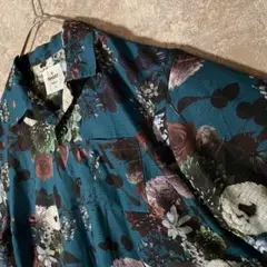 総柄 花柄 ネイビー L 通気性◎ アロハシャツ 半袖シャツ マルチカラー
