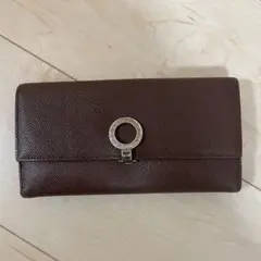 BVLGARI 長財布 ブラウン レザー ロゴクリップ