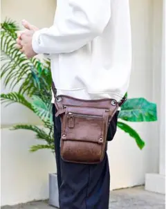 レッグバッグ バイク ツーリング バッグ ポーチ 収納 ブラウン rbbr