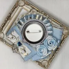 ロゼット 白×水色