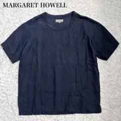 【リネン100%】マーガレットハウエル リネン Tシャツ S ネイビー 麻