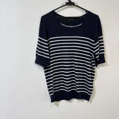 ストライプ半袖ニット
