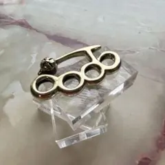 メリケンサック風 真鍮 キーホルダー パーツ ブラス ゴールド ベルトバックル