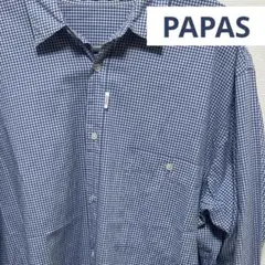 【美品】PAPAS チェック柄 シャツＬサイズ