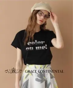 完売品！グレースコンチネンタル　刺繍トップス　Tシャツ ブラック　黒