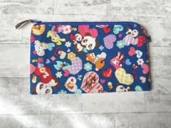 3 ハンドメイドフラットポーチ☆ときめきフレンズ☆昭和レトロアニマルパンダ