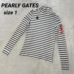 パーリーゲイツ 長袖 モックネック 薄手 ボーダーTシャツ ゴルフウェア