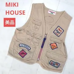 MIKI HOUSE　美品　ベスト　100　ベージュ　ポケット ワッペン　ロゴ