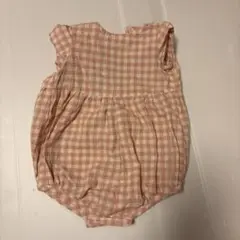 未使用品　ベビー　ピンクギンガムチェックロンパース