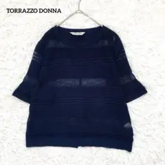 【トラッツォドンナ】クロップ袖シアーニット(F)バックスリット 大人カジュアル