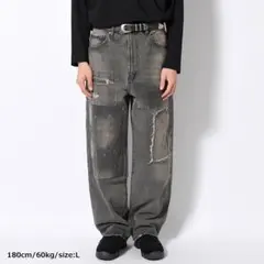 新品 FLAGSTUFF DENIM BORO BAGGIE PANTS M 黒
