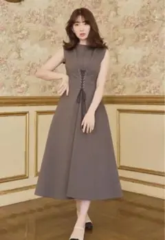 Herliptoハーリップトゥ Front Lace up Midi Dress