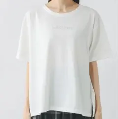 ホワイト コットン Tシャツ Mサイズ ロゴ入り